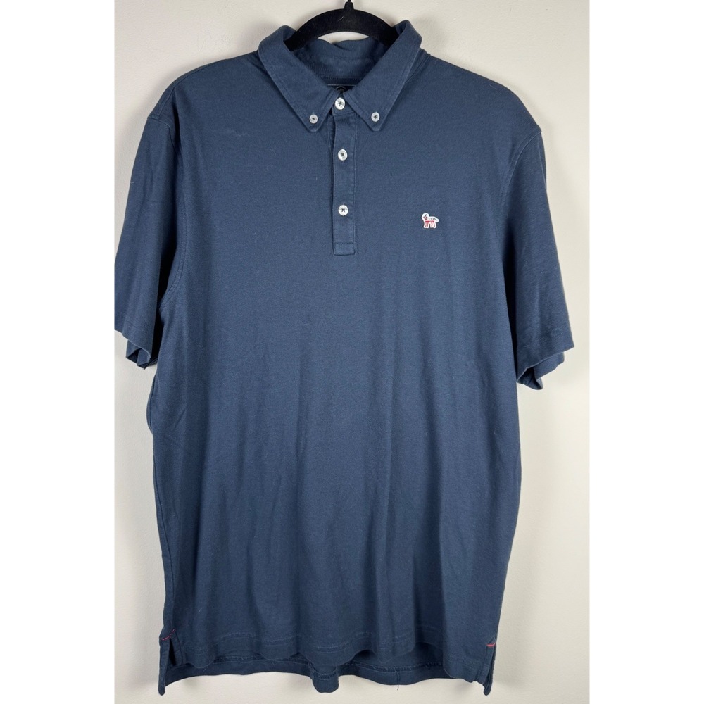 Southern Proper Mens Navy Blue Cotton Modal Stretch Polo Shirt Large